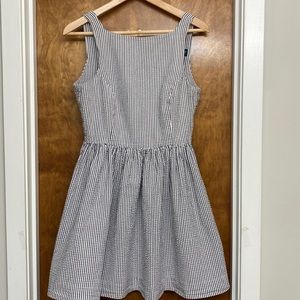 Seersucker dress with large button down back- Large